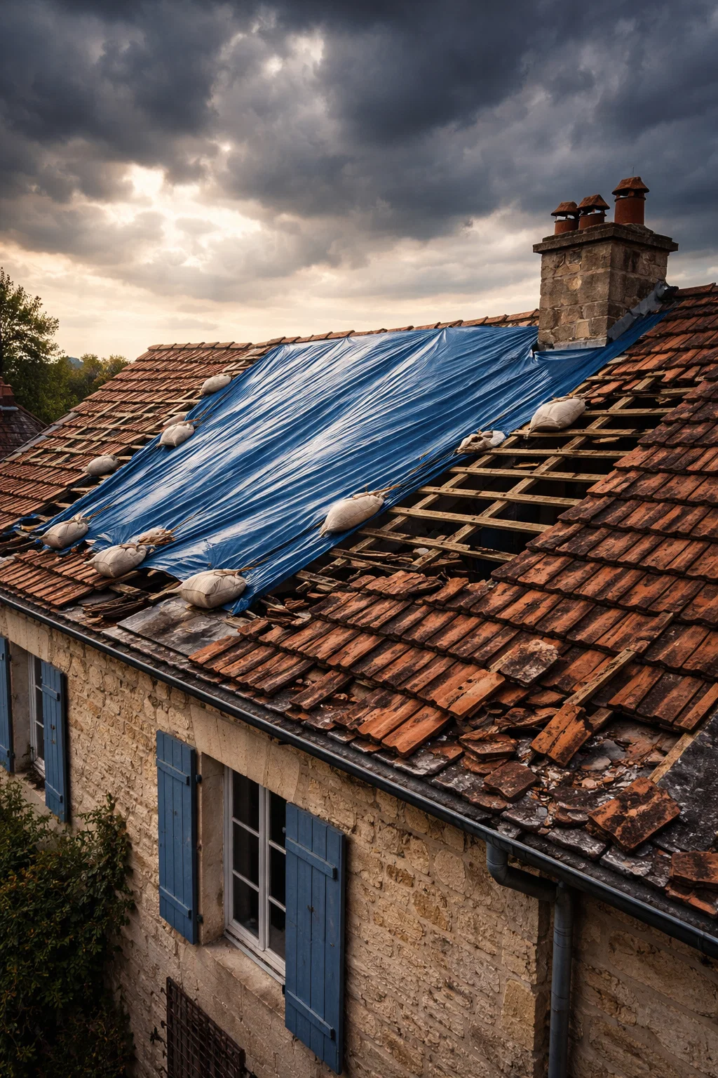 Travaux de couverture à Surgères 17 – rénovation d’une toiture en tuiles et travaus de démoussage