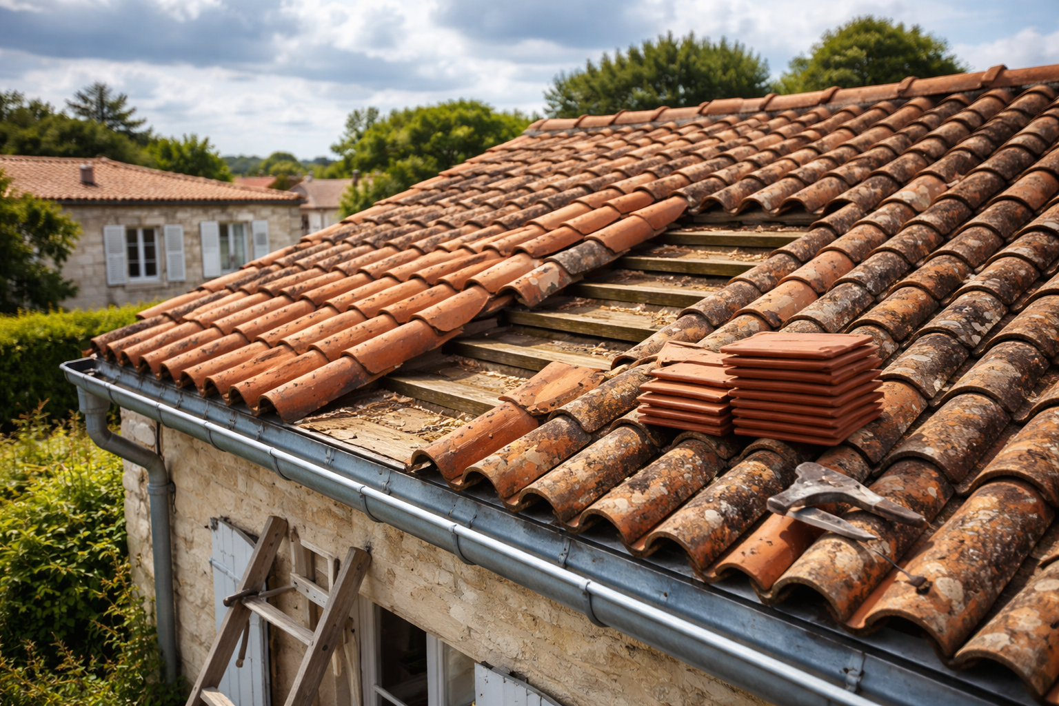 réparation de toiture en tuiles canal par couvreur à Rochefort (Charente-Maritime 17)